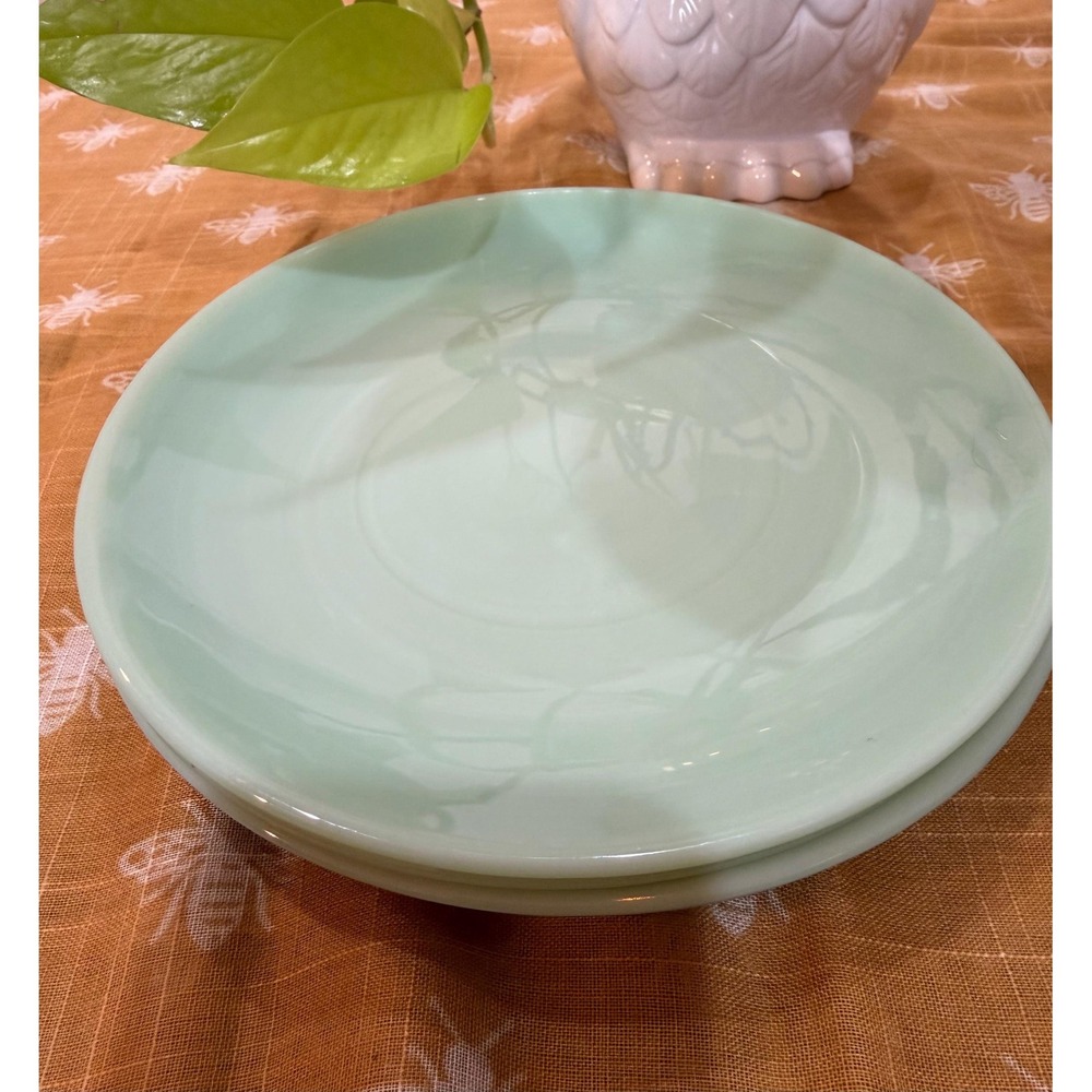Set of 4 Martha Stewart Jadeite‎ Glass Salad Plates – 8 inch Mint Green